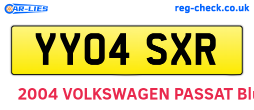 YY04SXR are the vehicle registration plates.
