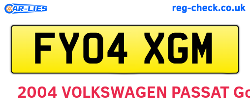 FY04XGM are the vehicle registration plates.