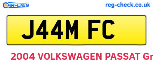 J44MFC are the vehicle registration plates.