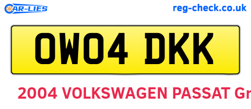 OW04DKK are the vehicle registration plates.