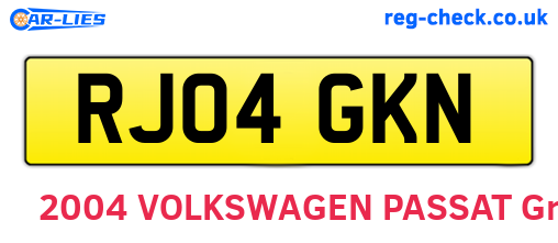 RJ04GKN are the vehicle registration plates.