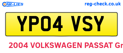 YP04VSY are the vehicle registration plates.