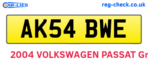 AK54BWE are the vehicle registration plates.