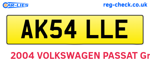 AK54LLE are the vehicle registration plates.