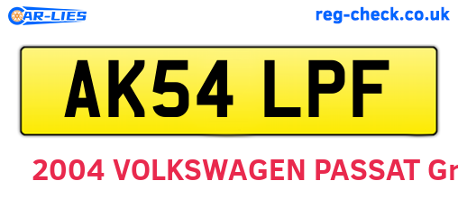 AK54LPF are the vehicle registration plates.