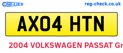 AX04HTN are the vehicle registration plates.