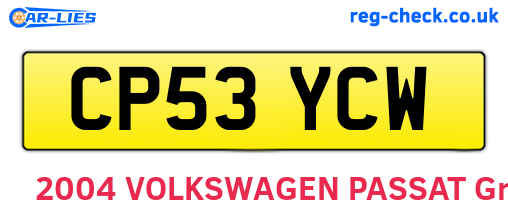 CP53YCW are the vehicle registration plates.