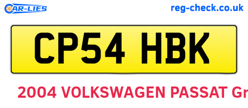 CP54HBK are the vehicle registration plates.