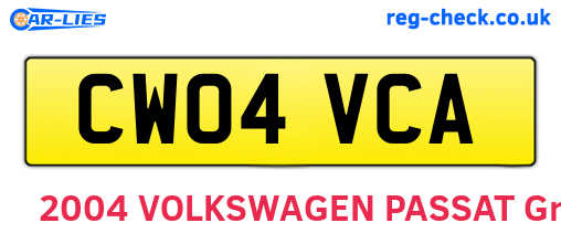 CW04VCA are the vehicle registration plates.