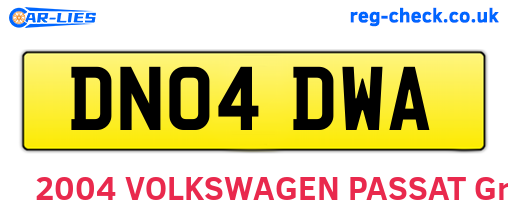DN04DWA are the vehicle registration plates.
