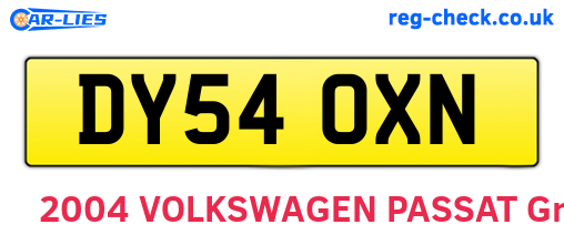 DY54OXN are the vehicle registration plates.
