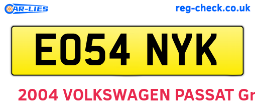 EO54NYK are the vehicle registration plates.