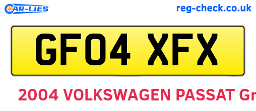 GF04XFX are the vehicle registration plates.