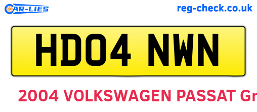 HD04NWN are the vehicle registration plates.