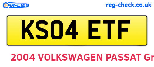 KS04ETF are the vehicle registration plates.
