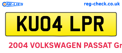 KU04LPR are the vehicle registration plates.