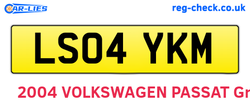 LS04YKM are the vehicle registration plates.