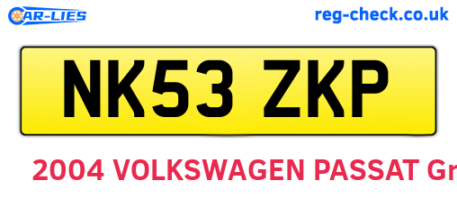 NK53ZKP are the vehicle registration plates.