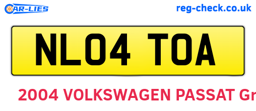 NL04TOA are the vehicle registration plates.