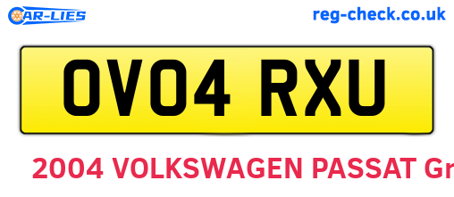 OV04RXU are the vehicle registration plates.
