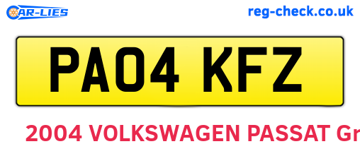 PA04KFZ are the vehicle registration plates.