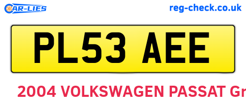 PL53AEE are the vehicle registration plates.