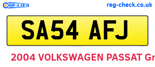 SA54AFJ are the vehicle registration plates.