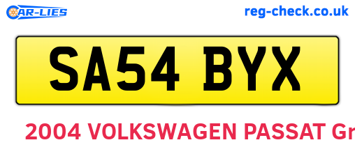 SA54BYX are the vehicle registration plates.