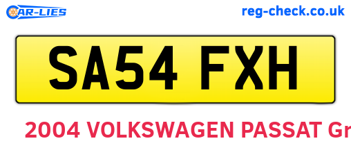 SA54FXH are the vehicle registration plates.