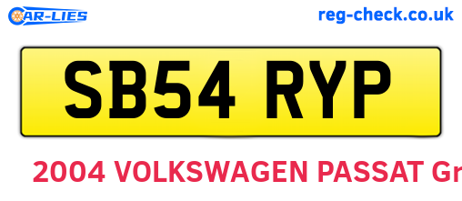 SB54RYP are the vehicle registration plates.