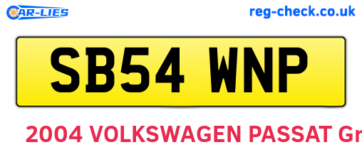 SB54WNP are the vehicle registration plates.