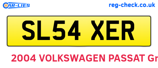 SL54XER are the vehicle registration plates.