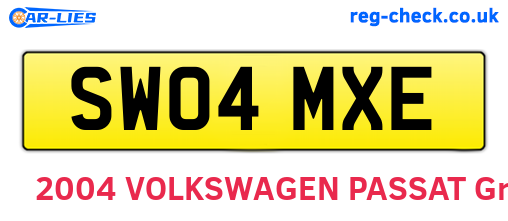 SW04MXE are the vehicle registration plates.