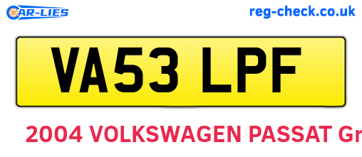 VA53LPF are the vehicle registration plates.
