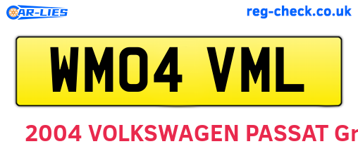 WM04VML are the vehicle registration plates.