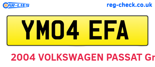 YM04EFA are the vehicle registration plates.