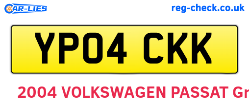 YP04CKK are the vehicle registration plates.
