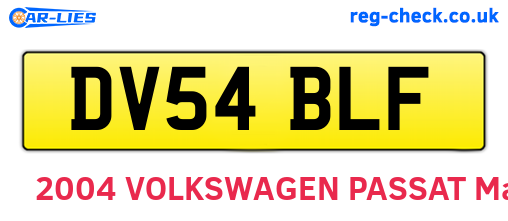 DV54BLF are the vehicle registration plates.