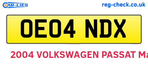 OE04NDX are the vehicle registration plates.