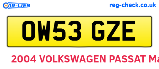 OW53GZE are the vehicle registration plates.