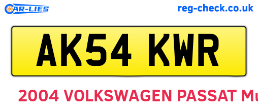 AK54KWR are the vehicle registration plates.