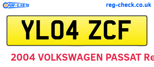 YL04ZCF are the vehicle registration plates.