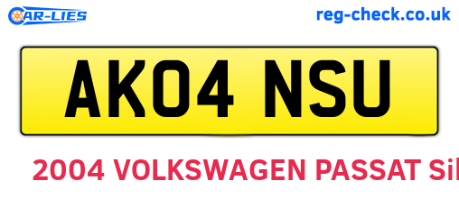 AK04NSU are the vehicle registration plates.