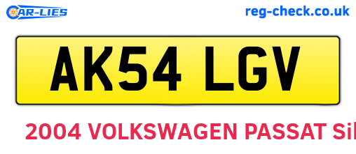 AK54LGV are the vehicle registration plates.