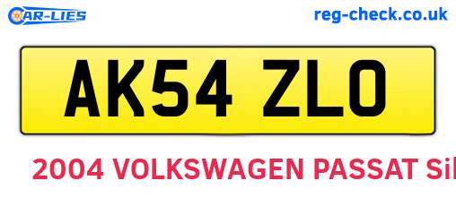 AK54ZLO are the vehicle registration plates.