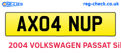 AX04NUP are the vehicle registration plates.