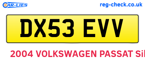 DX53EVV are the vehicle registration plates.