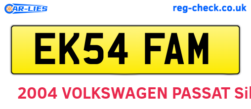 EK54FAM are the vehicle registration plates.