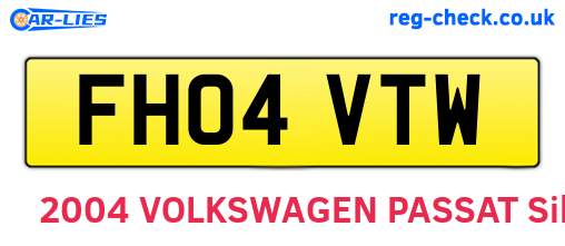 FH04VTW are the vehicle registration plates.