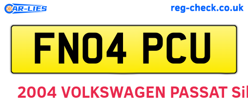 FN04PCU are the vehicle registration plates.